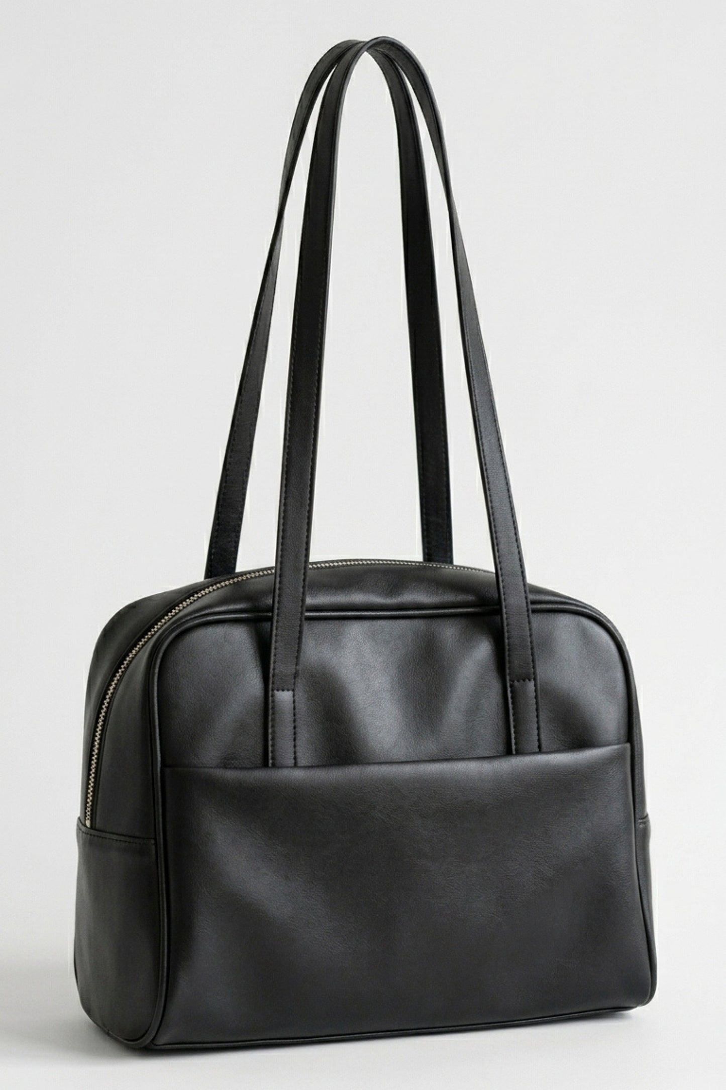 Women's Spacious Leather Shoulder Bag with Double Handle