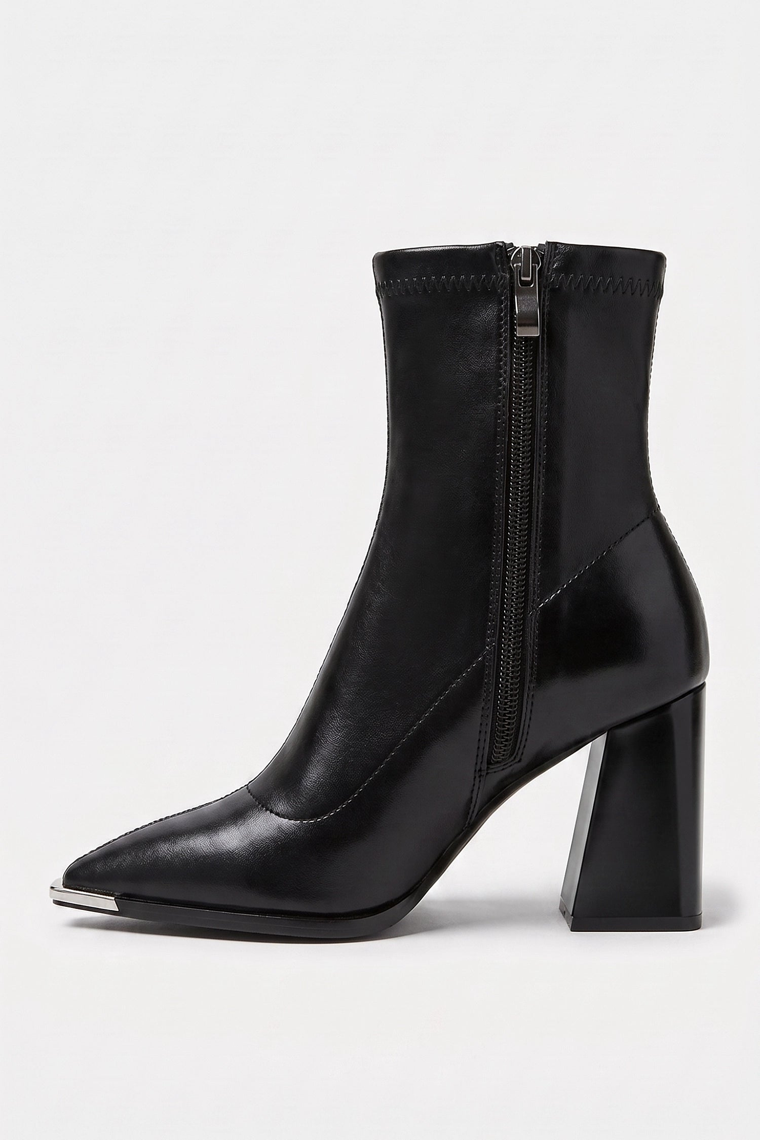 Women's Winter Block Heel Pointed Toe Leather Ankle Boots