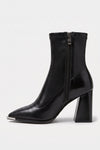 Women's Winter Block Heel Pointed Toe Leather Ankle Boots