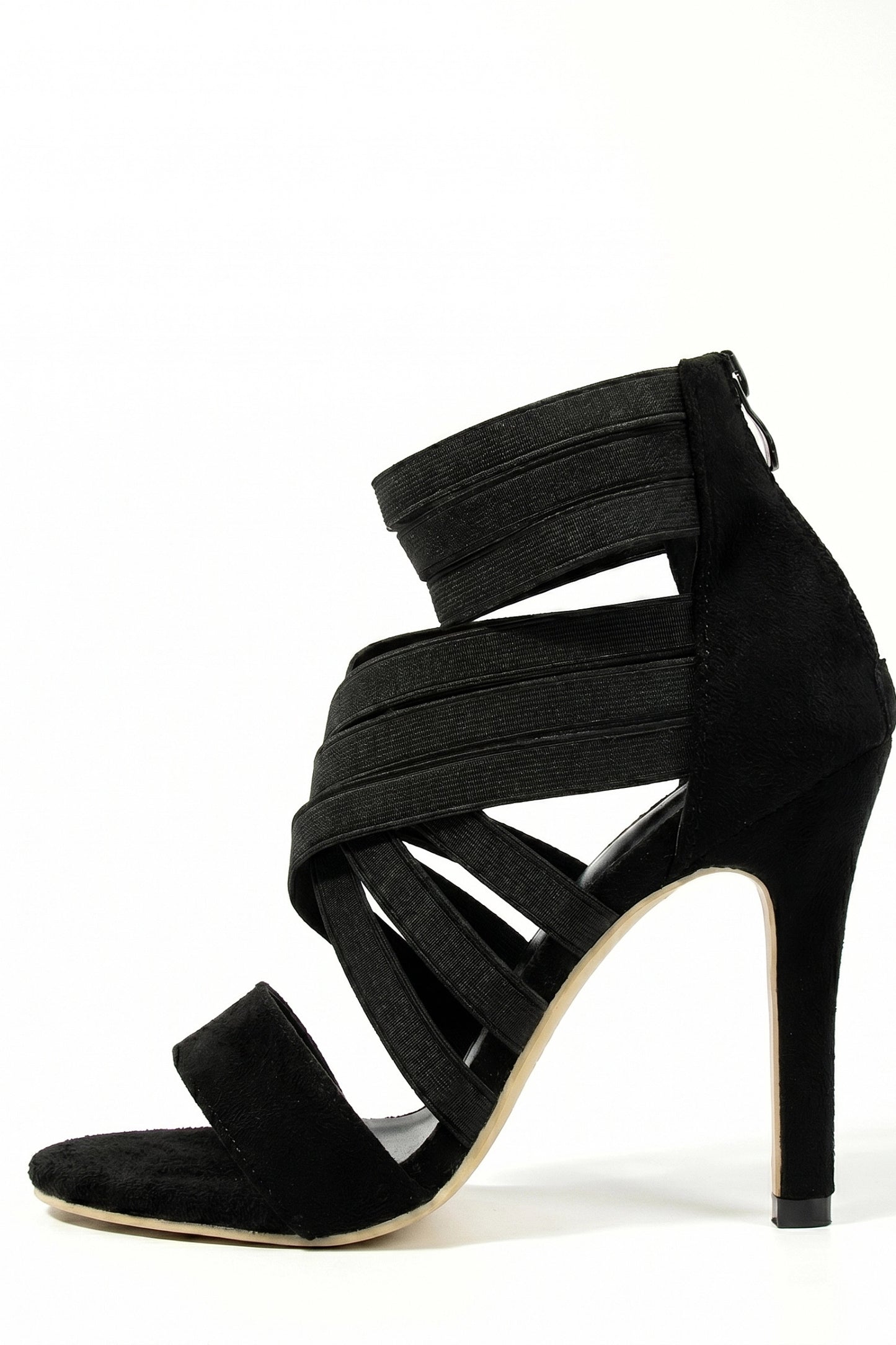Caurelle | Women’s Black High Heel Elastic Fit Zip Closure