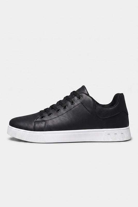 Men's Comfortable Leather Trainers with Low Top and Lace Up