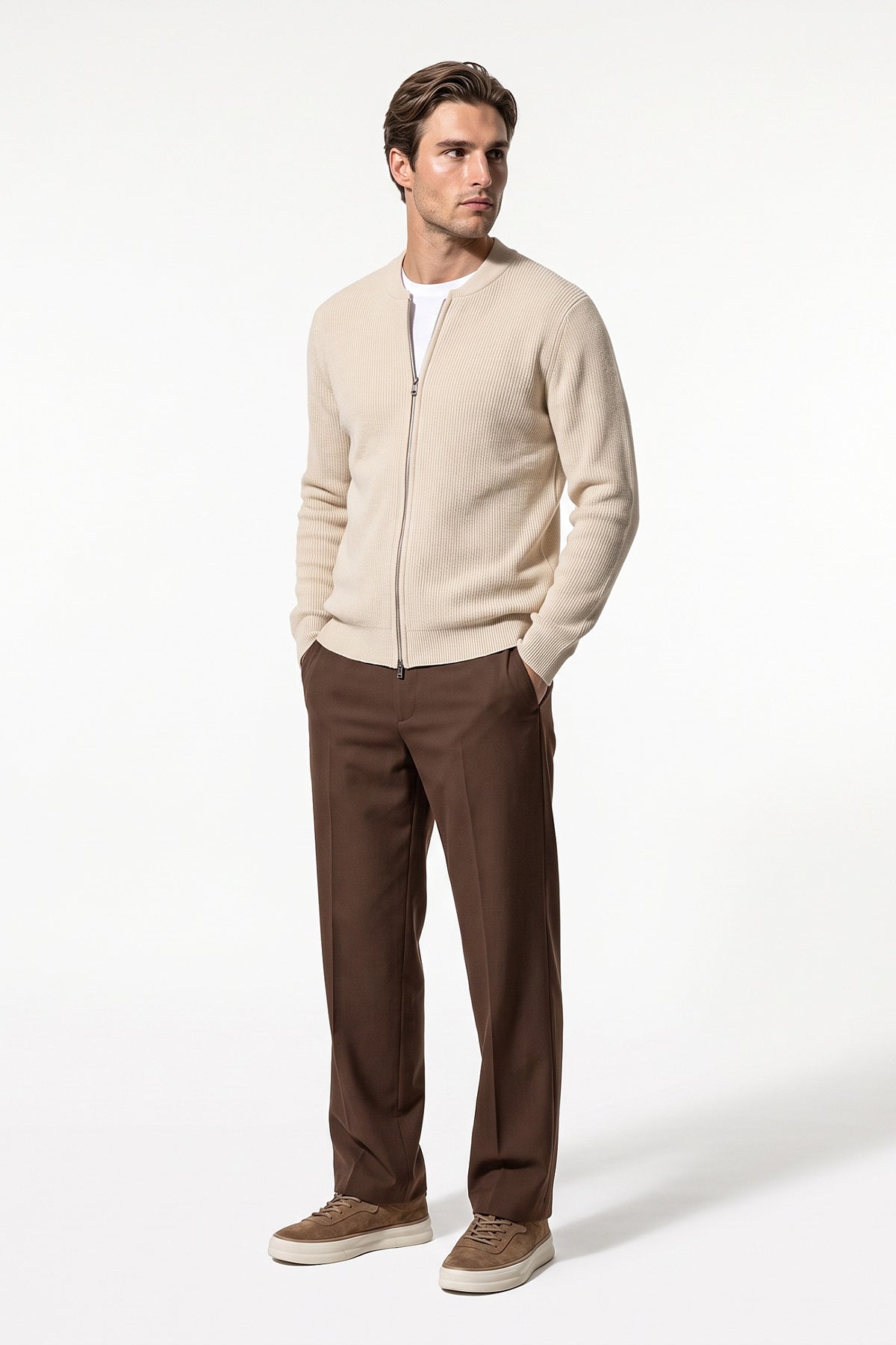 Men’s Winter Warm Ribbed Knit Cardigan Full Zip