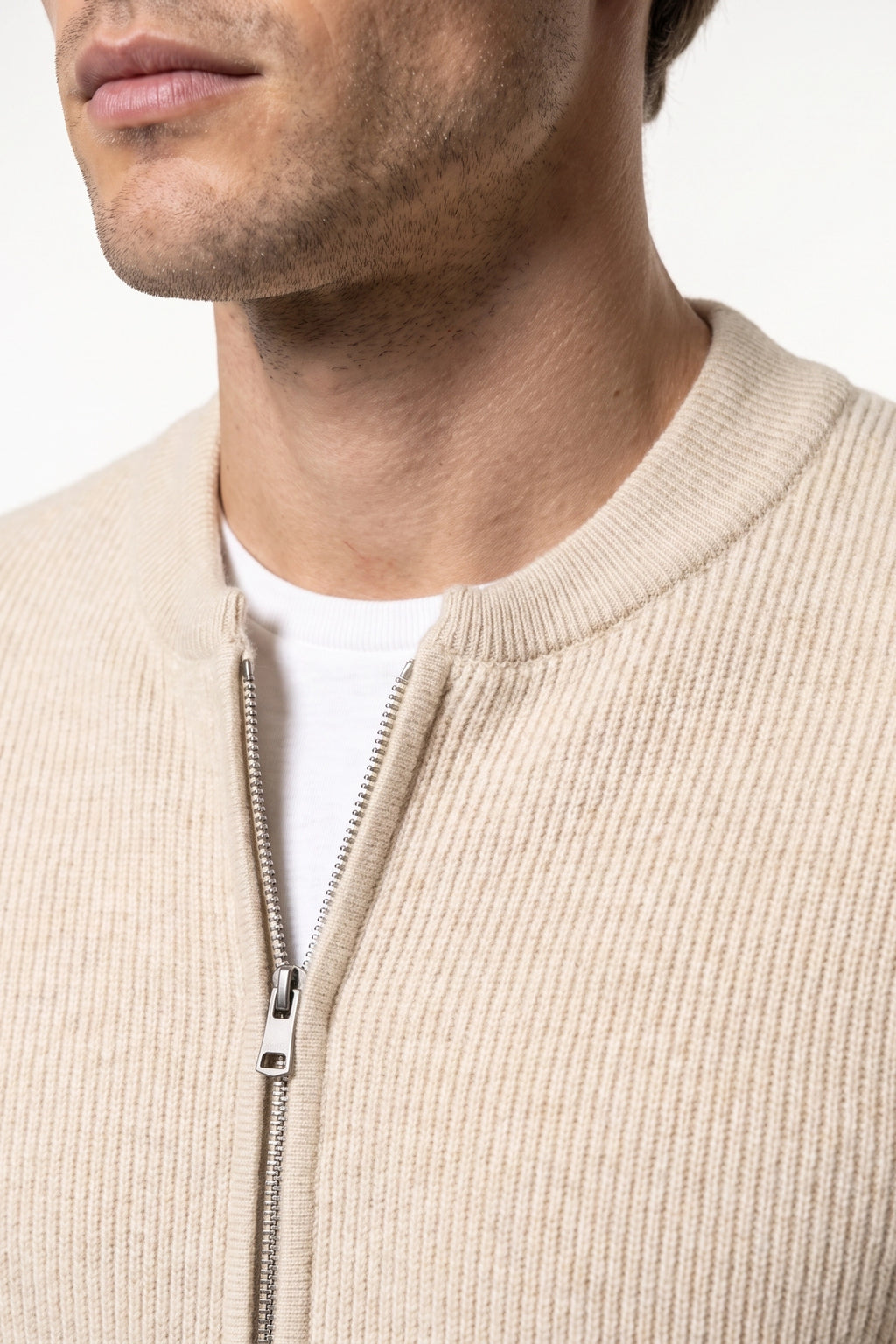 Men’s Winter Warm Ribbed Knit Cardigan Full Zip