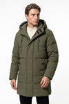Men’s Winter Warm Longline Puffer Coat with Hood and Full Zip