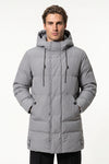 Men’s Winter Warm Longline Puffer Coat with Hood and Full Zip