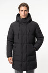 Men’s Winter Warm Longline Puffer Coat with Hood and Full Zip