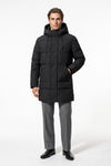 Men’s Winter Warm Longline Puffer Coat with Hood and Full Zip