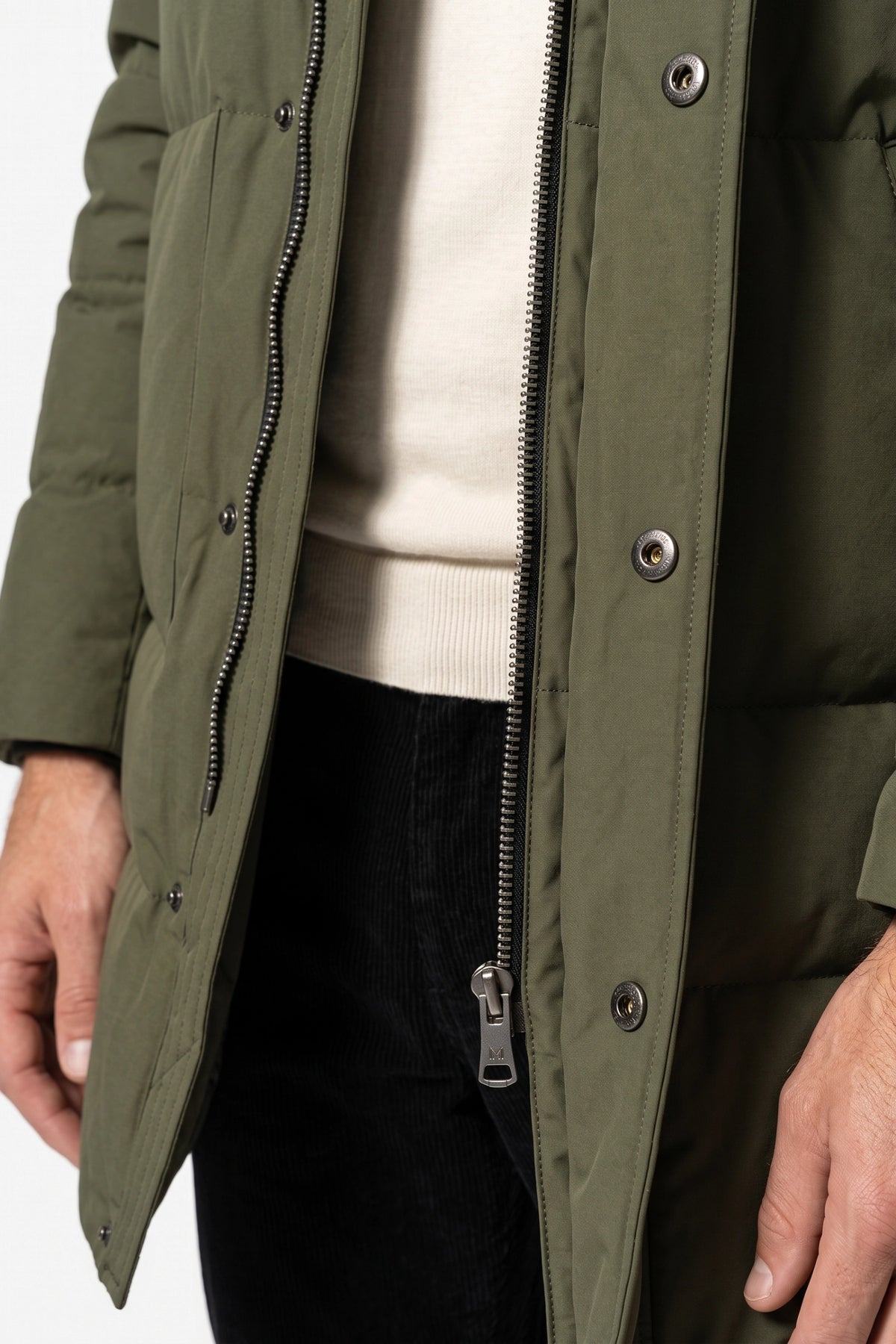 Men’s Winter Warm Longline Puffer Coat with Hood and Full Zip