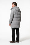 Men’s Winter Warm Longline Puffer Coat with Hood and Full Zip
