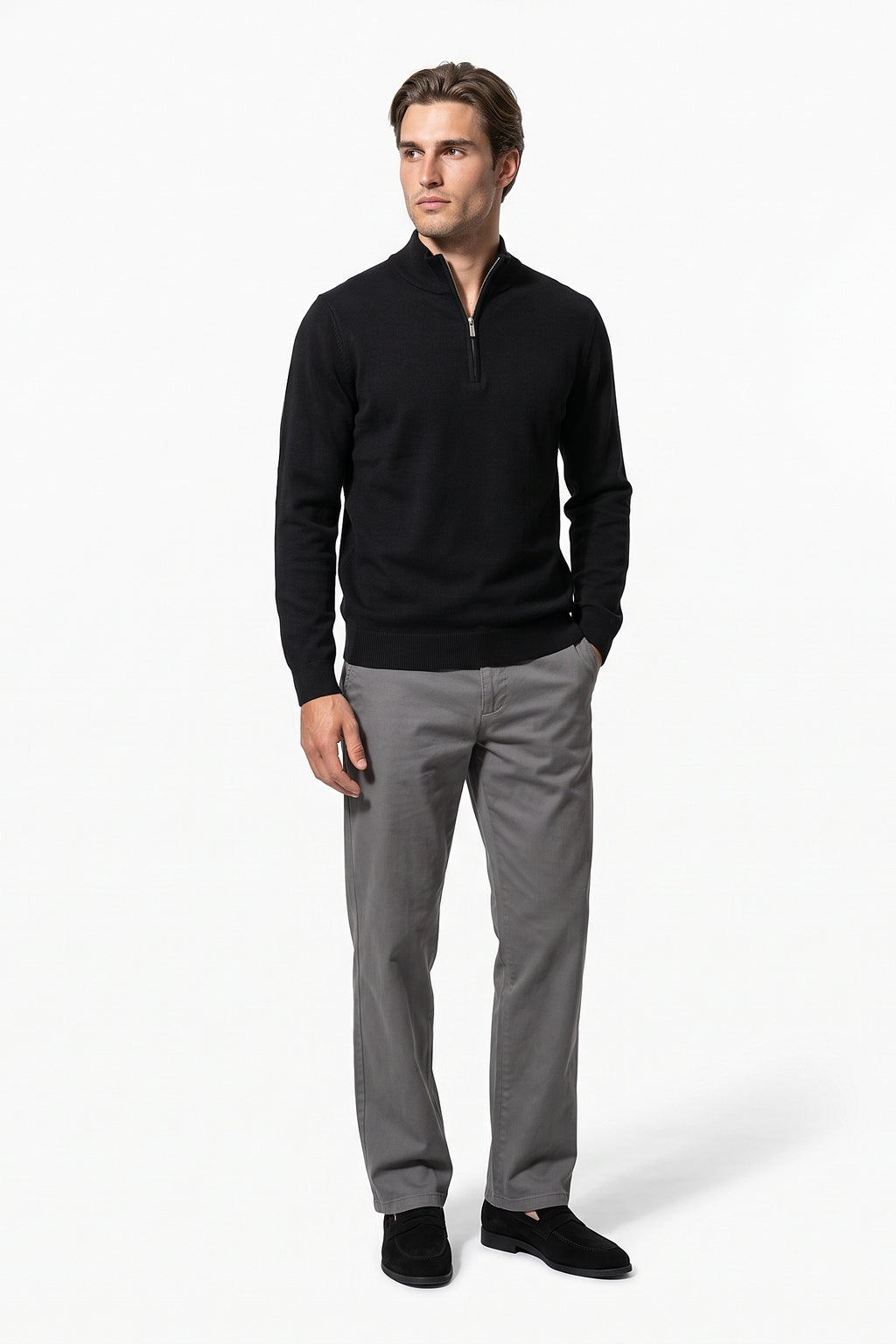 Men’s Winter Comfortable Fine Knit Quarter Zip Jumper