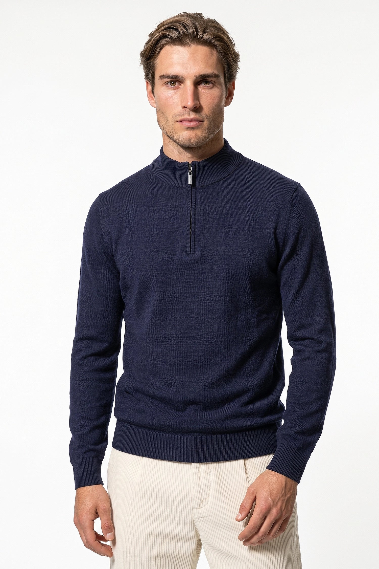 Men’s Winter Comfortable Fine Knit Quarter Zip Jumper
