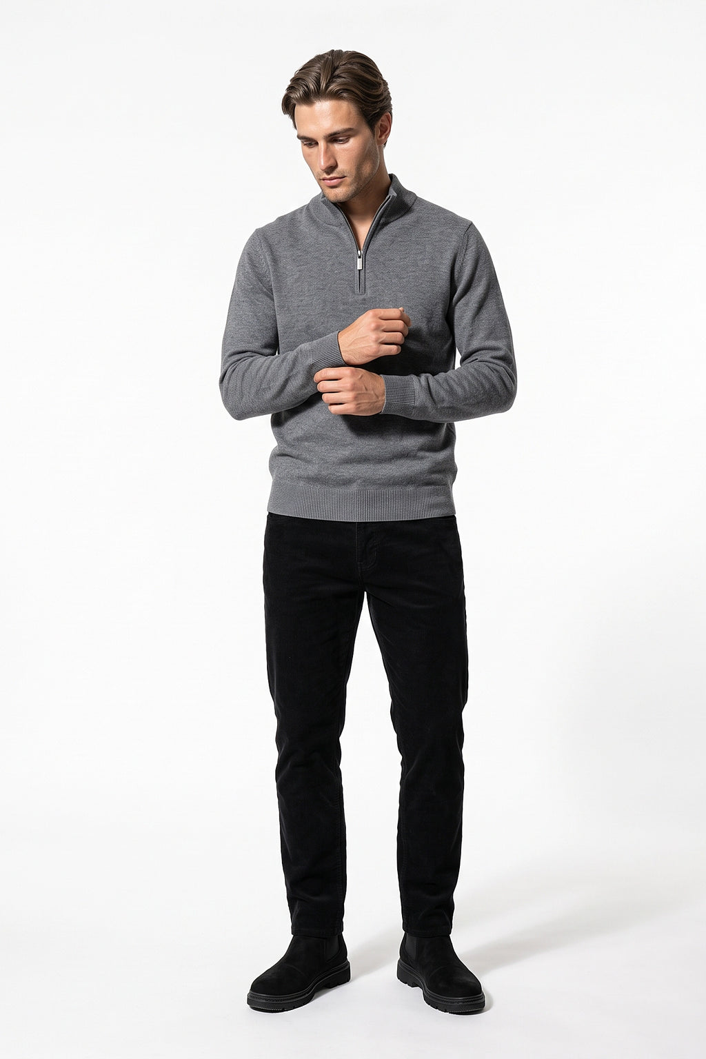 Men’s Winter Comfortable Fine Knit Quarter Zip Jumper