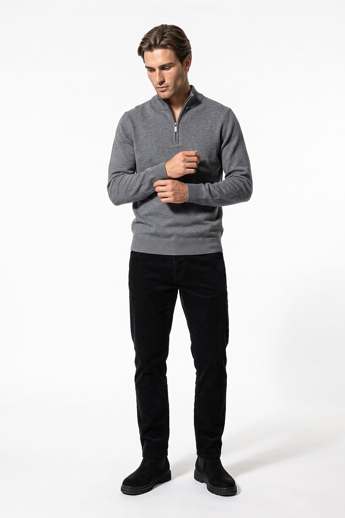 Men’s Winter Comfortable Fine Knit Quarter Zip Jumper
