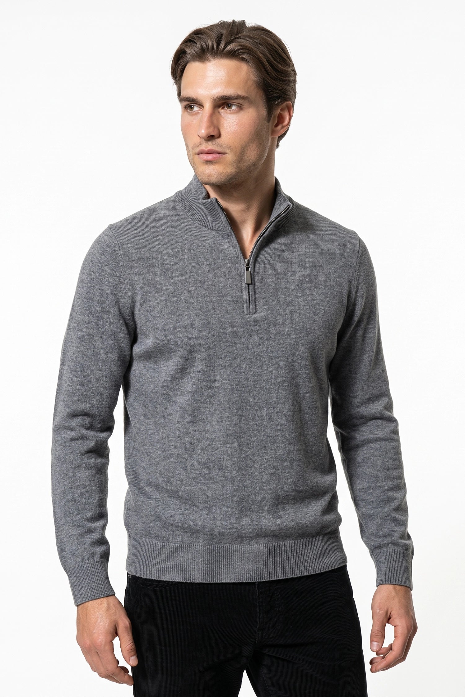 Men’s Winter Comfortable Fine Knit Quarter Zip Jumper