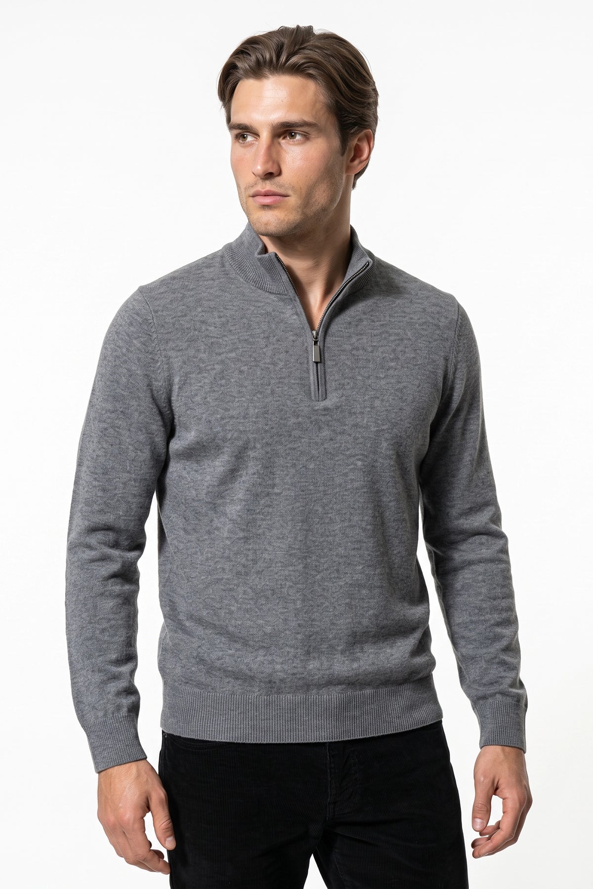 Men’s Winter Comfortable Fine Knit Quarter Zip Jumper