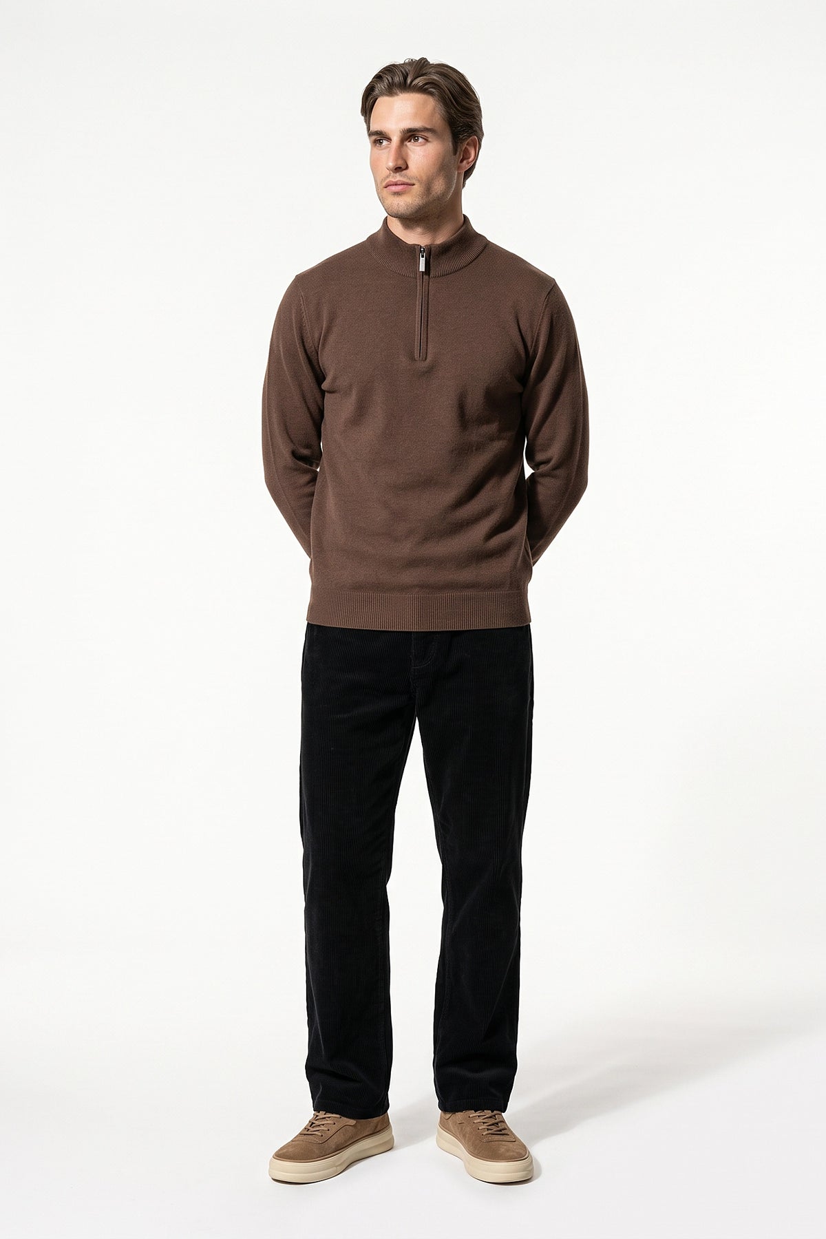Men’s Winter Comfortable Fine Knit Quarter Zip Jumper