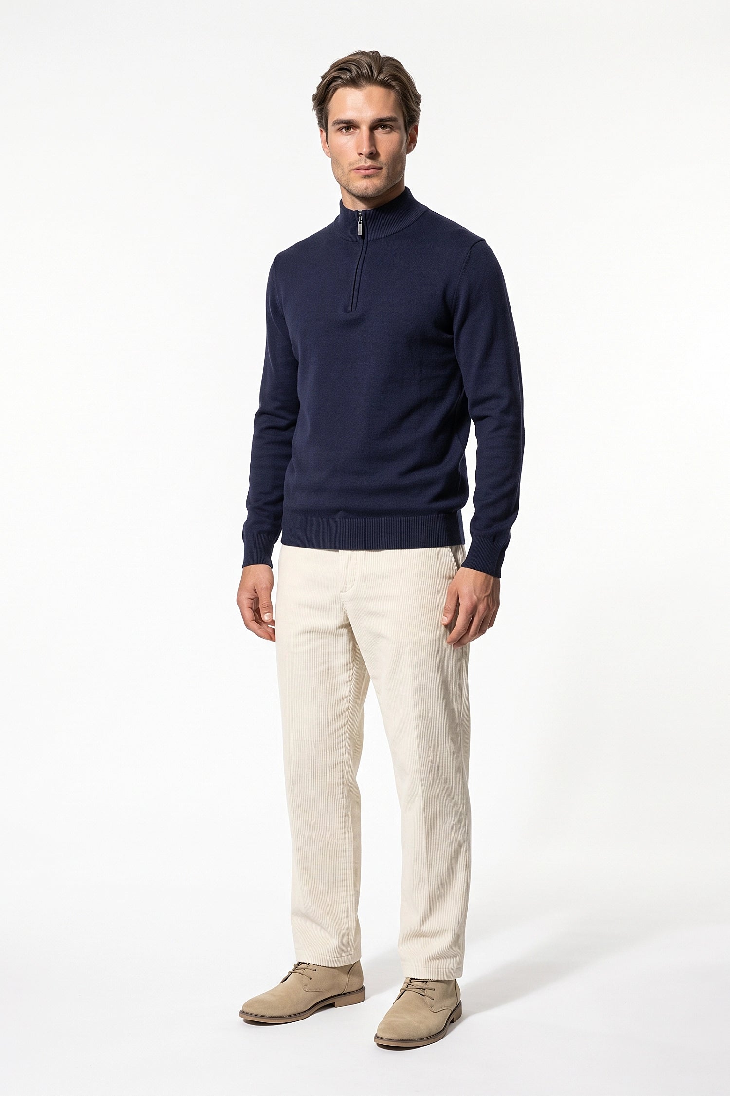 Men’s Winter Comfortable Fine Knit Quarter Zip Jumper