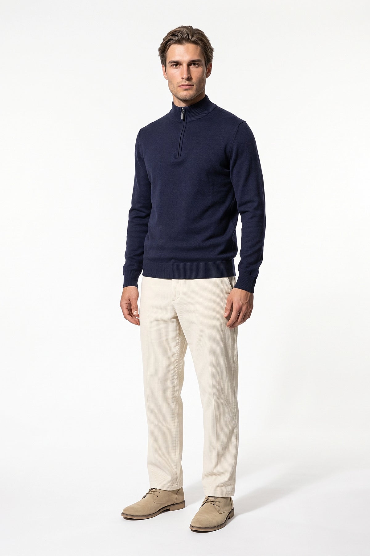 Men’s Winter Comfortable Fine Knit Quarter Zip Jumper