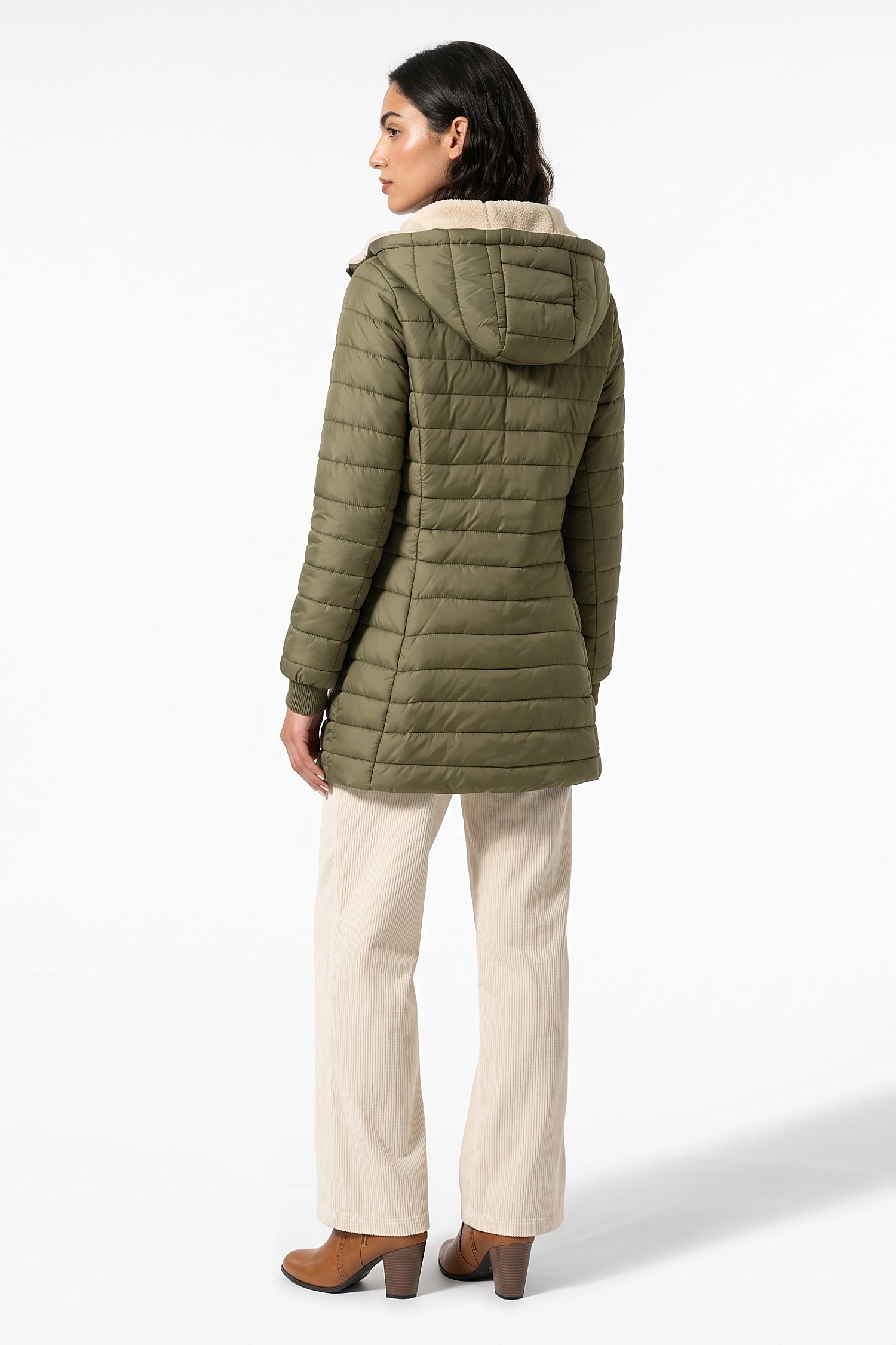 Women’s Winter Warm Fleece Lined Hooded Longline Puffer Coat