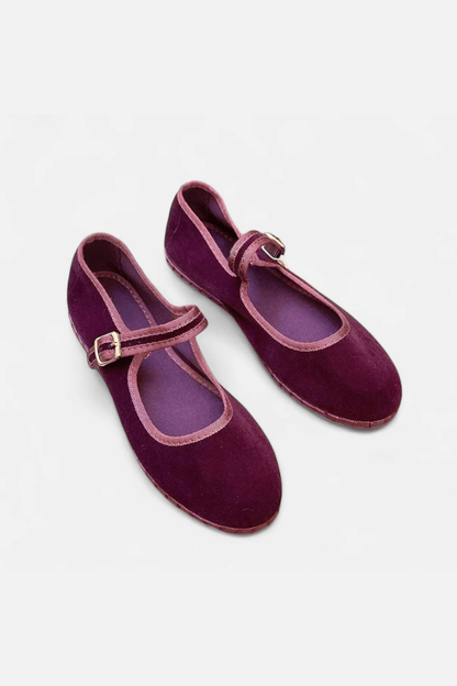 Caurelle | Hand-Stitched Red Cloth Ballet Flats – Effortless Elegance for Every Step