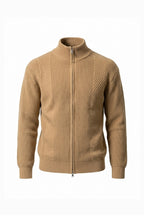 Men’s Winter Warm Textured Knitted Cardigan Stand Collar Full Zip