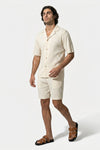 Men's Ribbed Knit Resort Shirt and Shorts set with Camp Collar