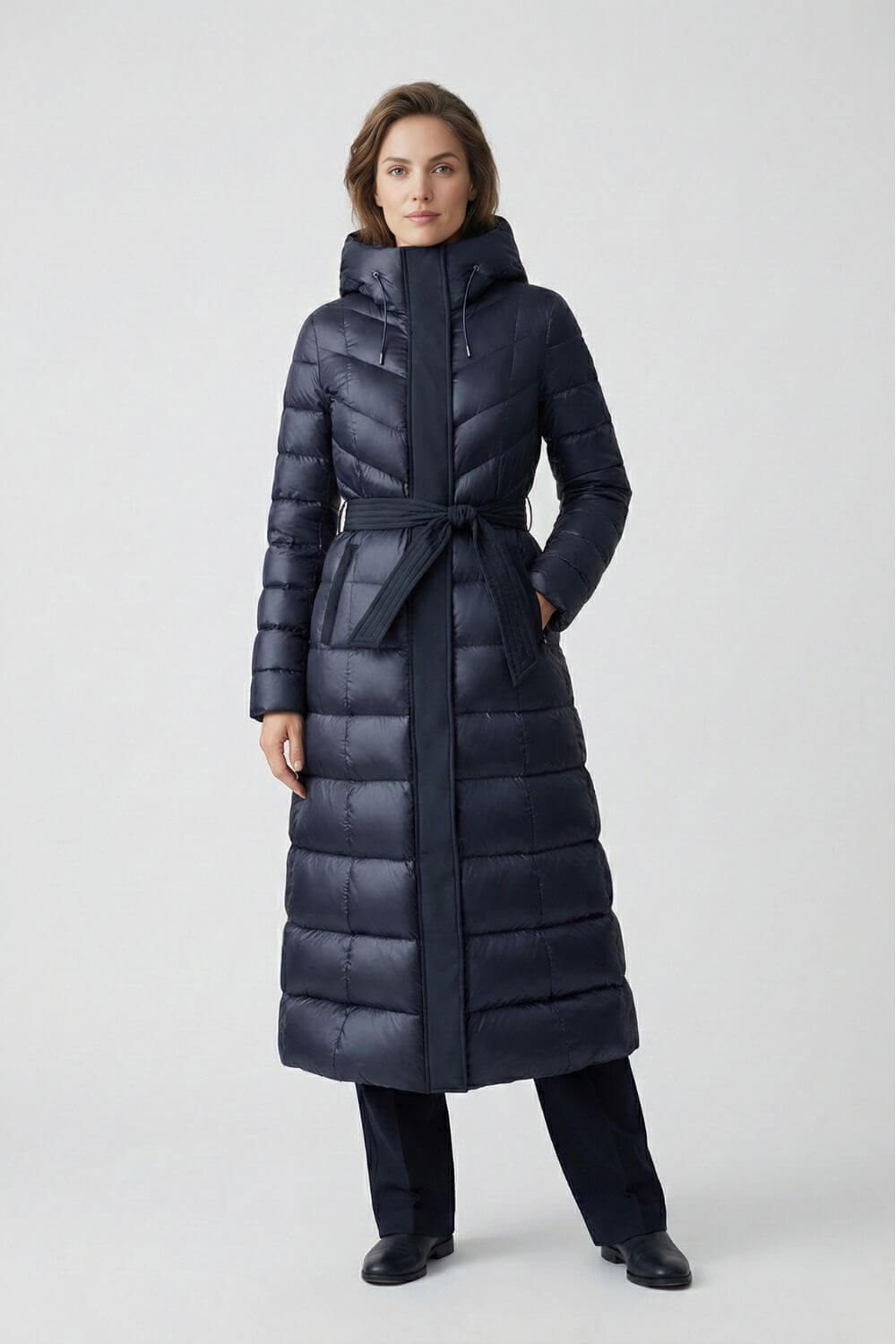 Caurelle | Women’s Long Waist Belt Puffer Coat