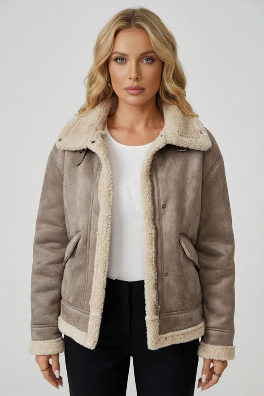 Caurelle | Women’s Plush Shearling Short Jacket – Soft Winter Comfort