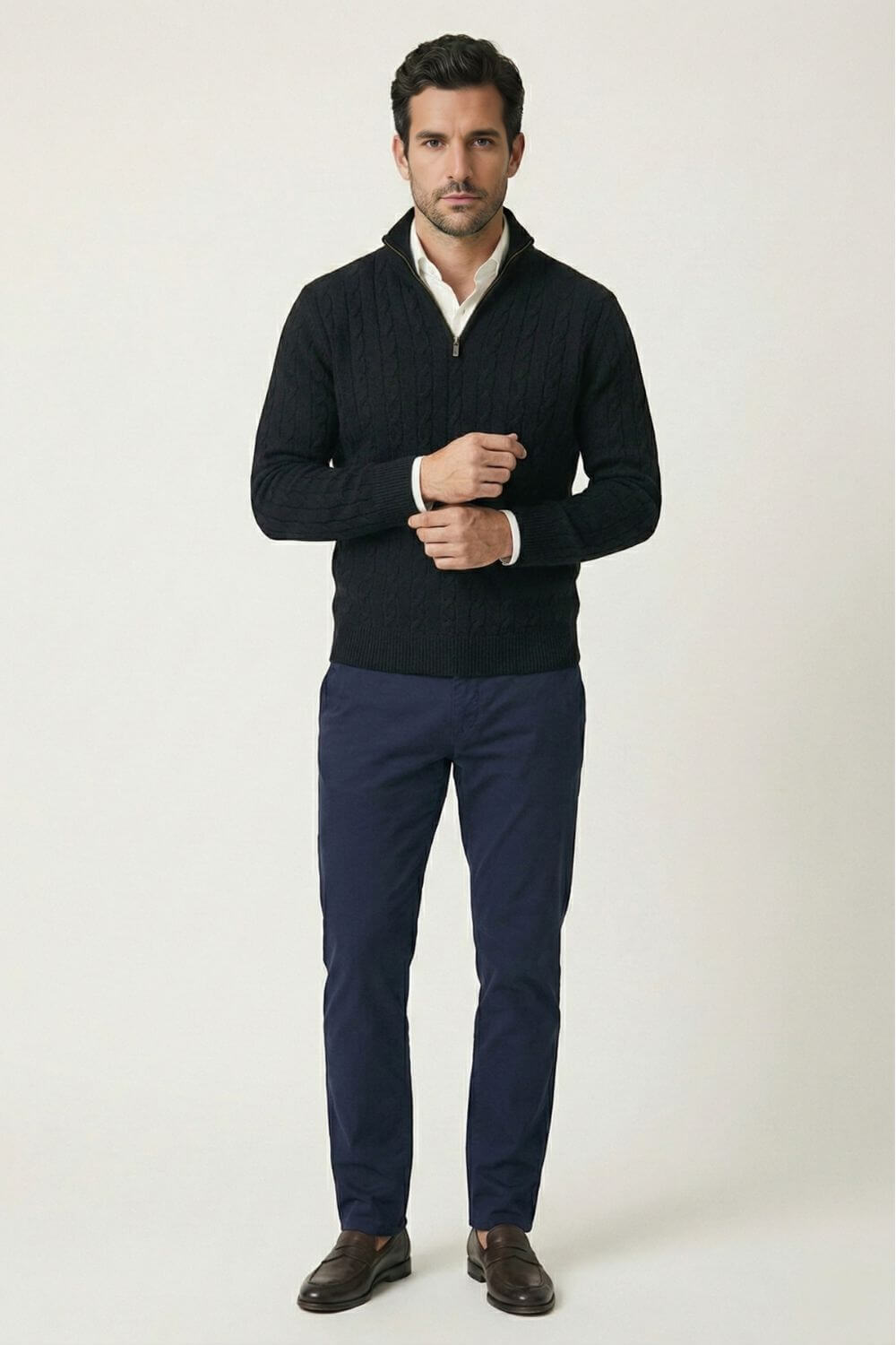 Caurelle | Men’s Cable Knitted Half Zip Jumper