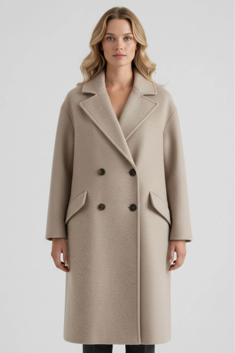 Caurelle | Women’s Long Wool Coat with Lapel Collar