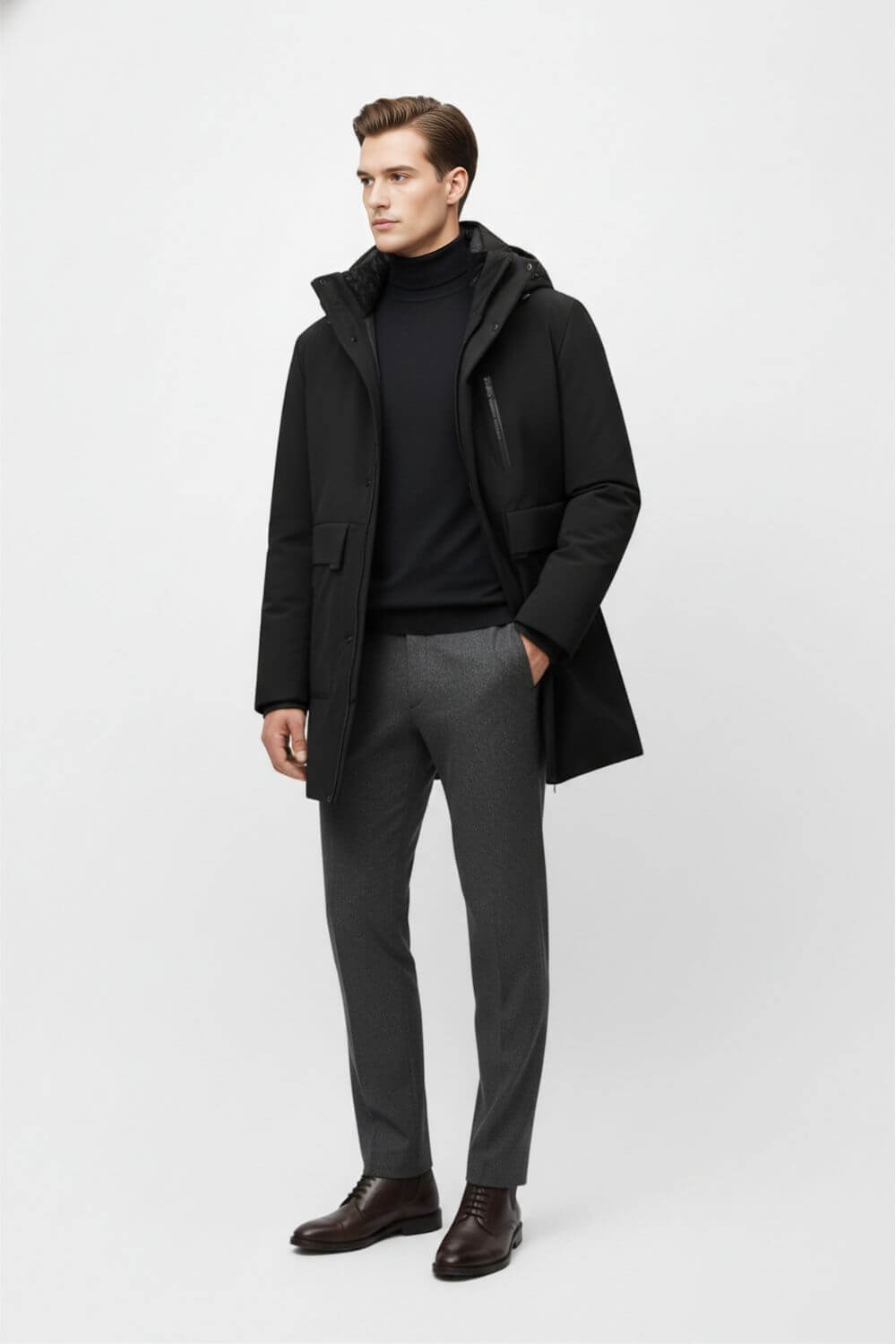 Caurelle | Men’s Long Parka Winter Jacket – Detachable Hood & Windproof