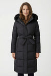 Caurelle | Women’s Black Long Belted Faux Fur Puffer Coat