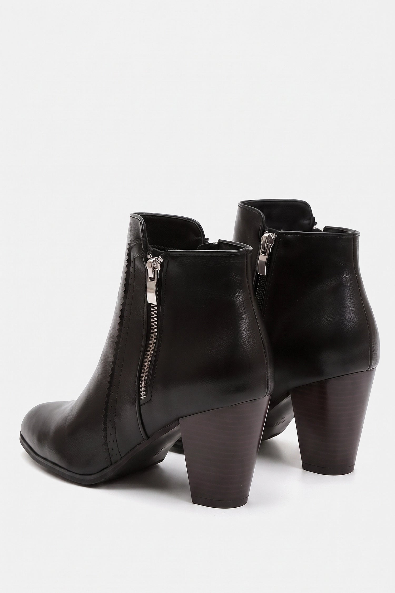 Women's Winter Versatile Leather Ankle Boots Side Zip and Round Toe
