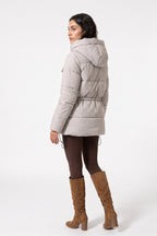 Women's Winter Warm Hooded Puffer Jacket with Adjustable Drawstring Waist