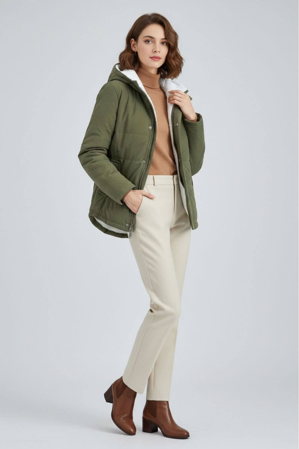 Caurelle | Women’s Hooded Padded Faux Fur Jacket