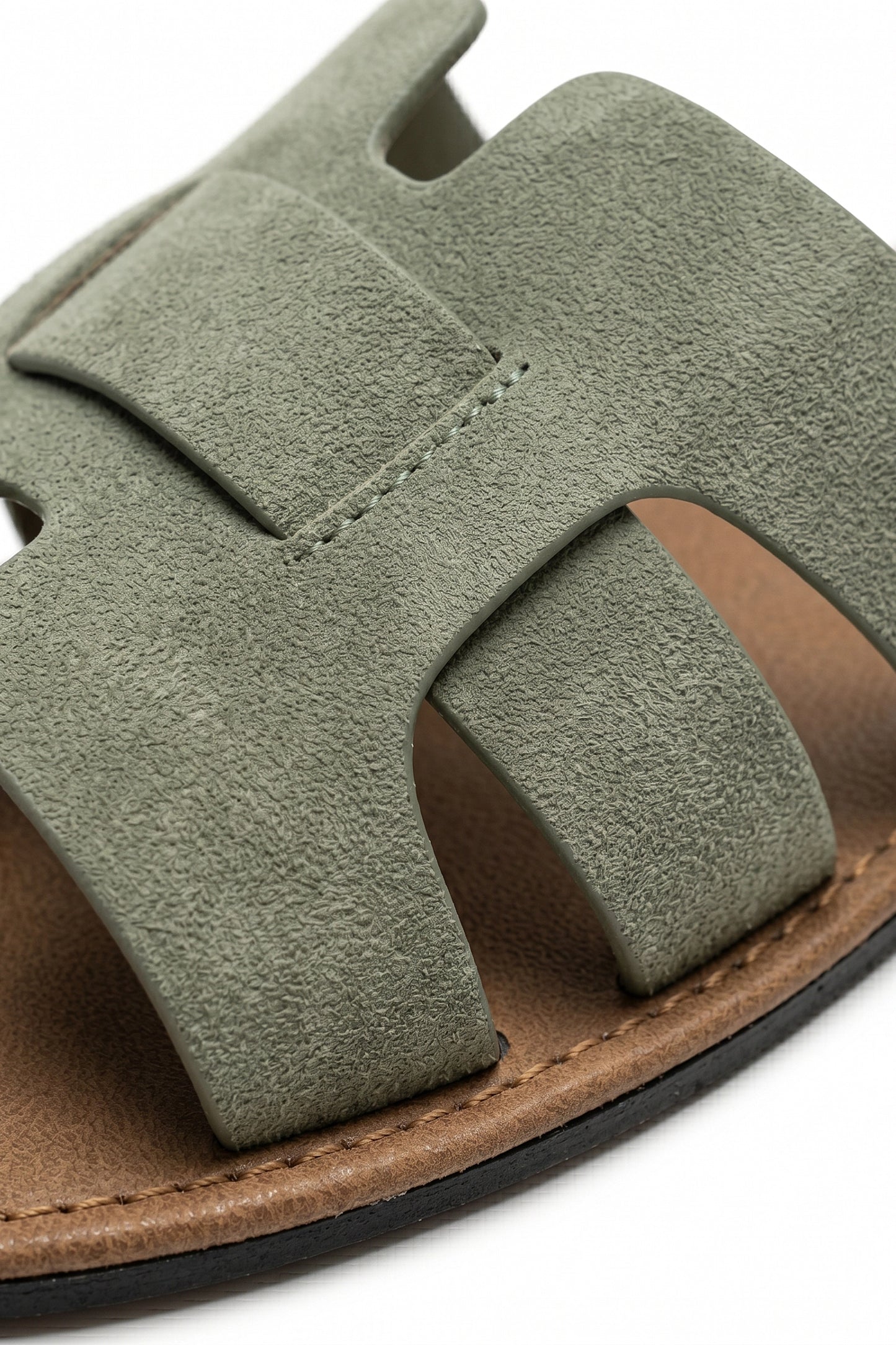 Women's H Strap Flat Sandals Taupe Slip On Summer Sandals