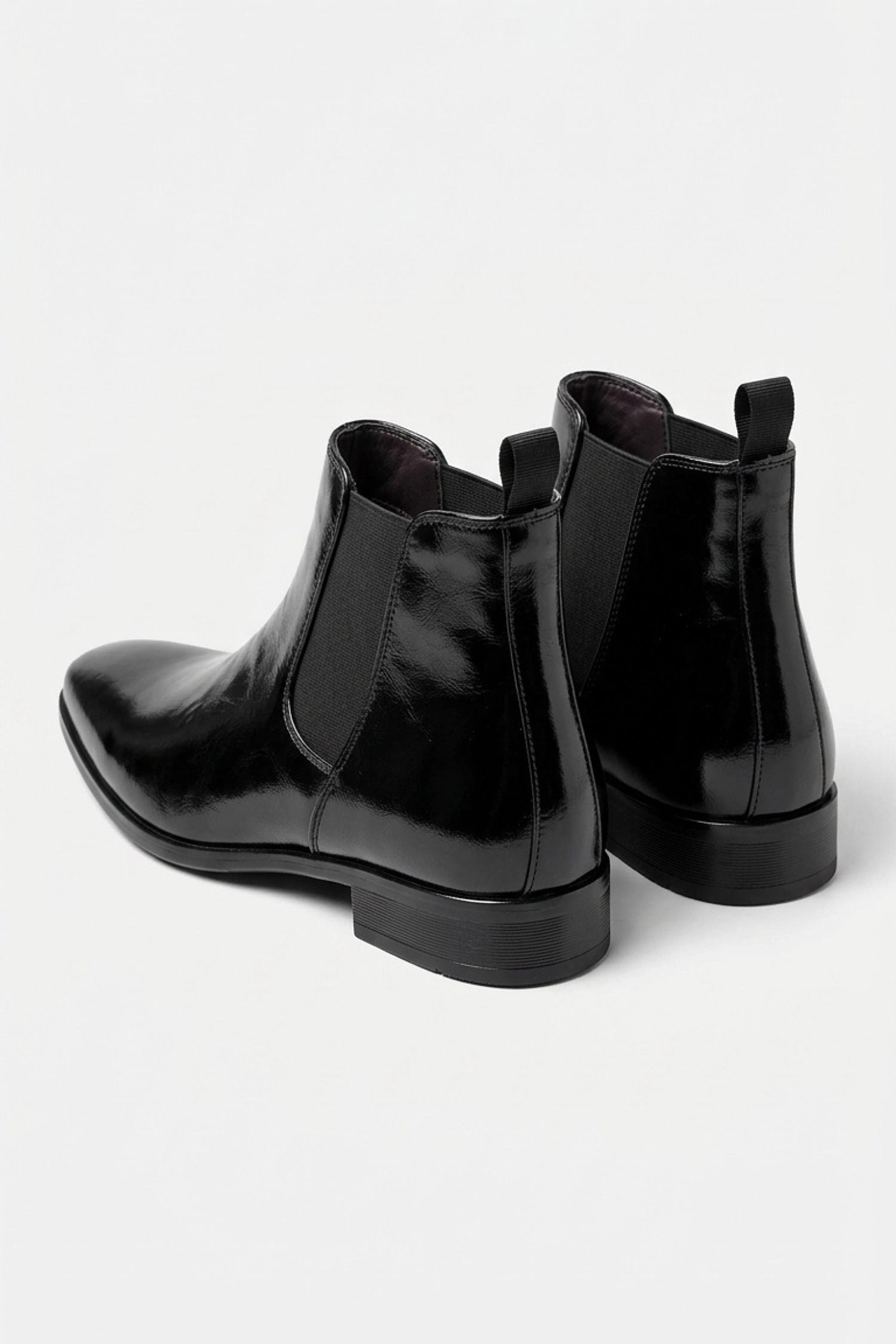 Men’s Easy Wear Glossy Leather Chelsea Boots with Low Heel