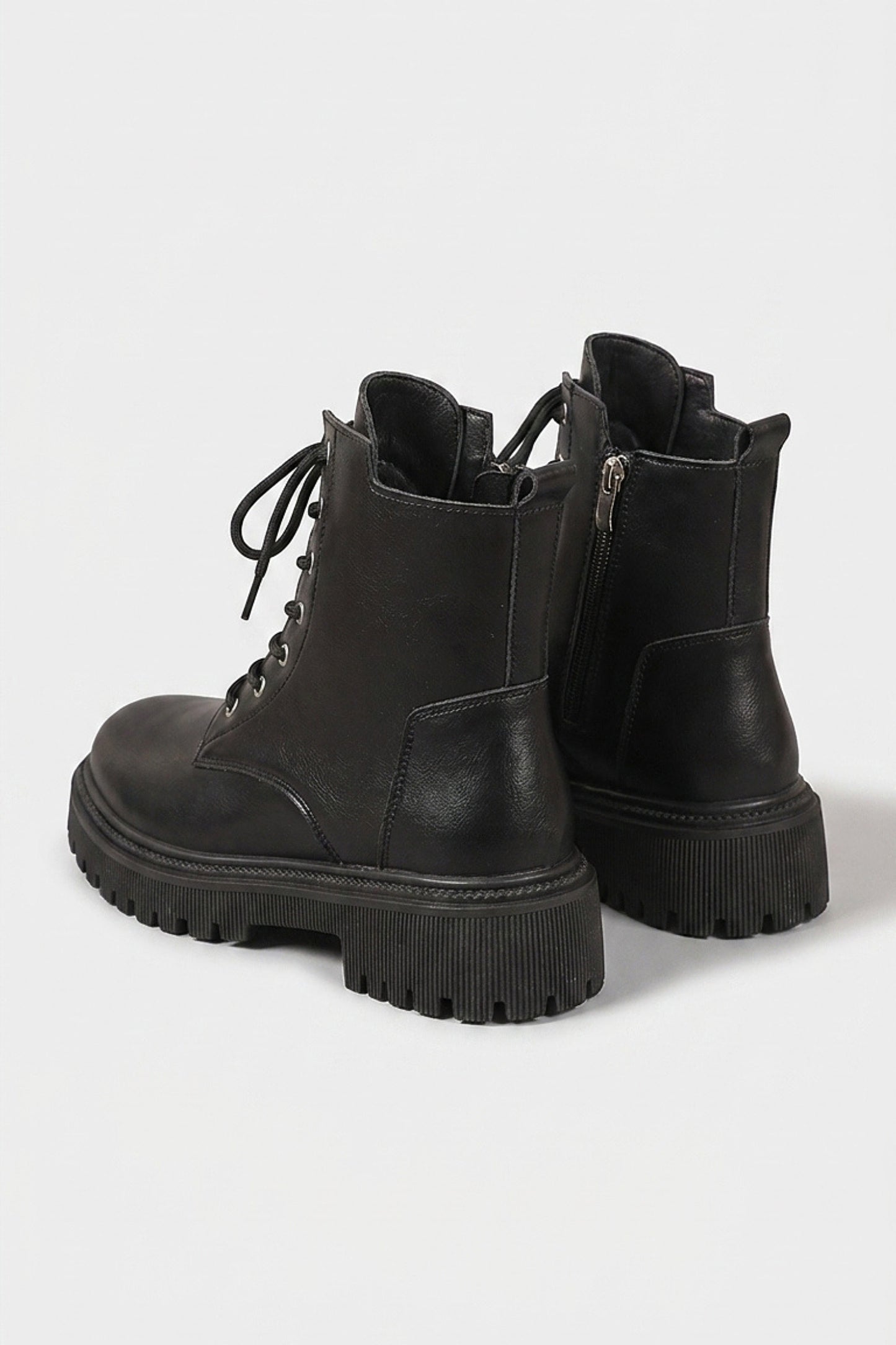 Women’s Winter Lace Up Side Zip Black Ankle Boots