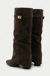 Women’s Slouch Pointed Toe Knee High Boots Low Heel