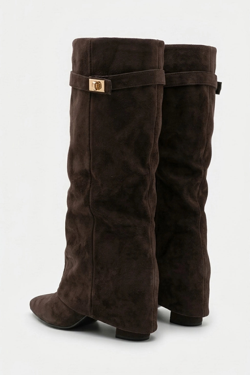 Women’s Slouch Pointed Toe Knee High Boots Low Heel