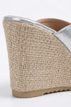 Women's Wedge Mule Sandals with Raffia Platform Sole