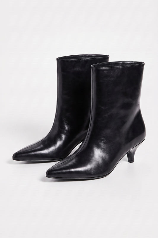 Women's Winter Elegant Leather Ankle Boots with Pointed Toe