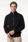 Men’s Winter Warm Textured Knitted Cardigan Stand Collar Full Zip