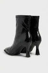Women’s Leather Pointed Toe High Heel Ankle Boots with Side Zip
