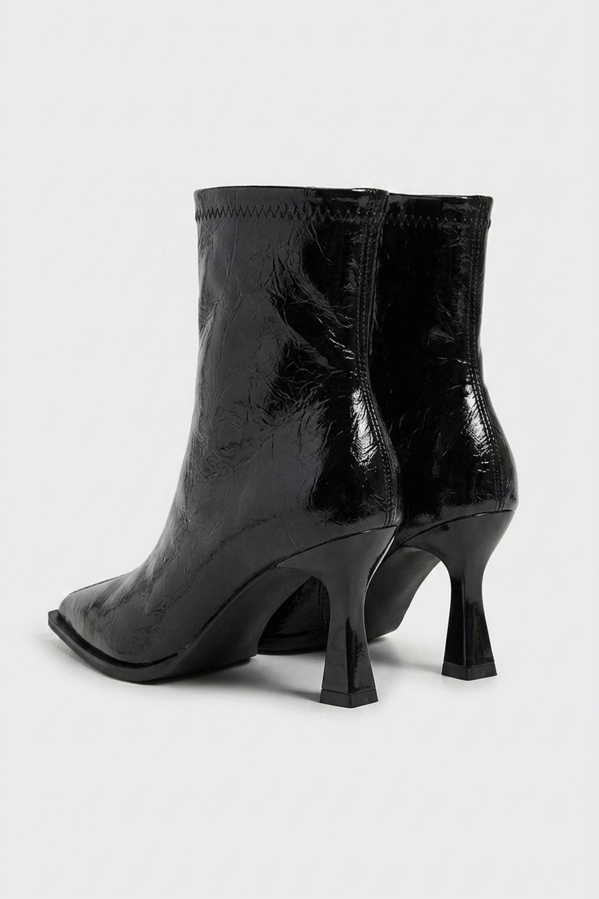Women’s Leather Pointed Toe High Heel Ankle Boots with Side Zip