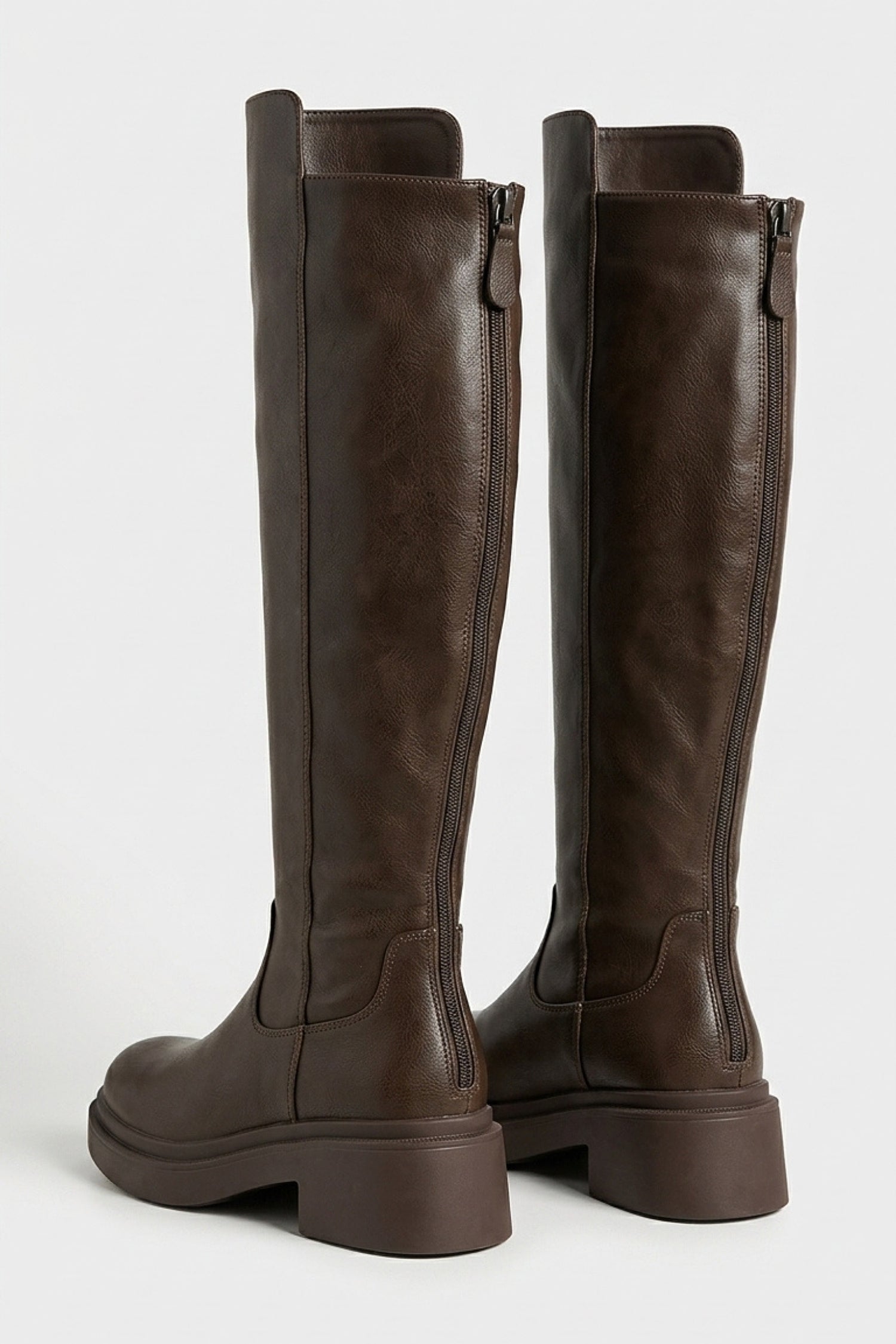 Women’s Winter Chunky Block Heel Knee High Boots with Back Zipper