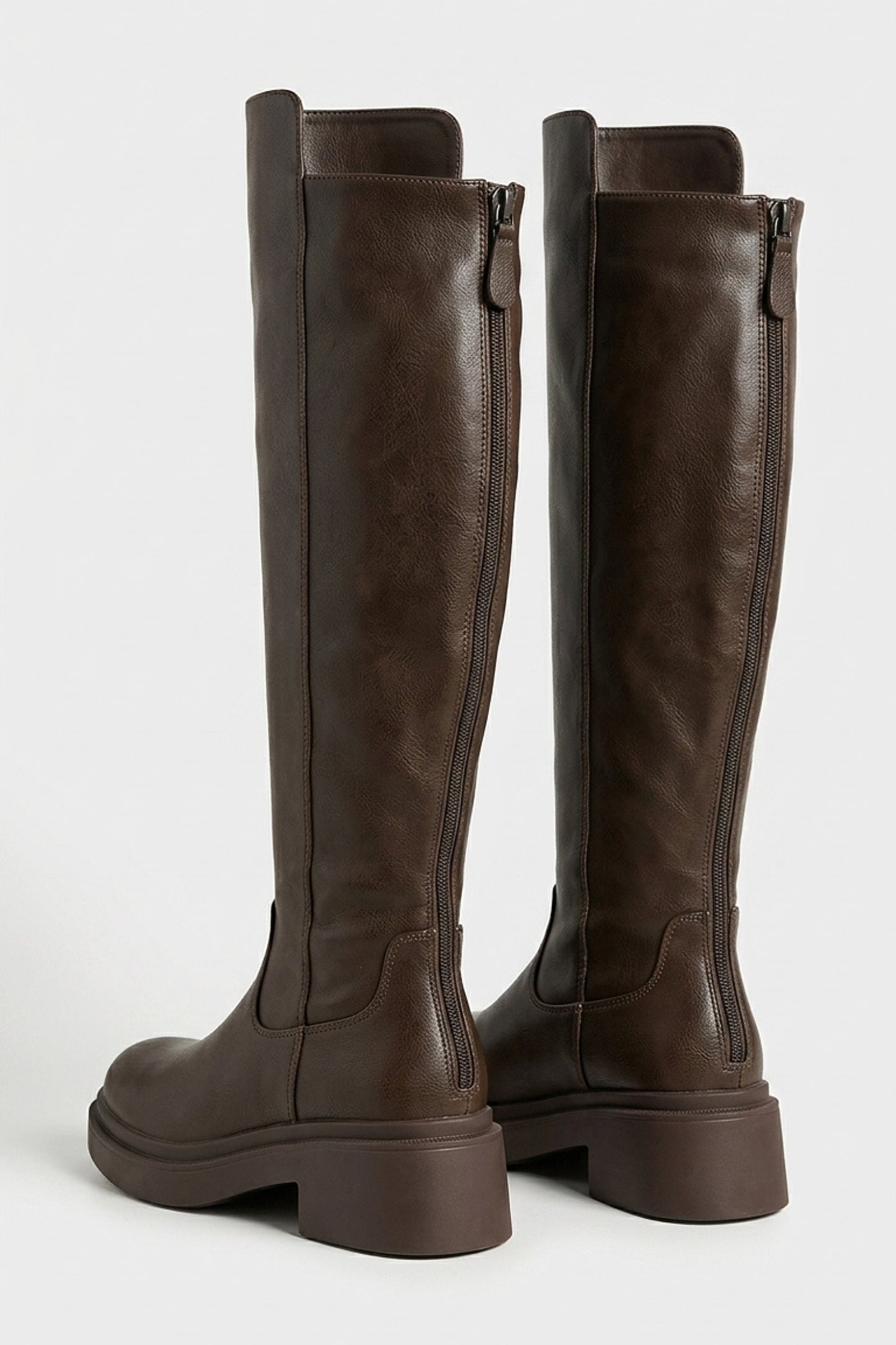 Women’s Winter Chunky Block Heel Knee High Boots with Back Zipper