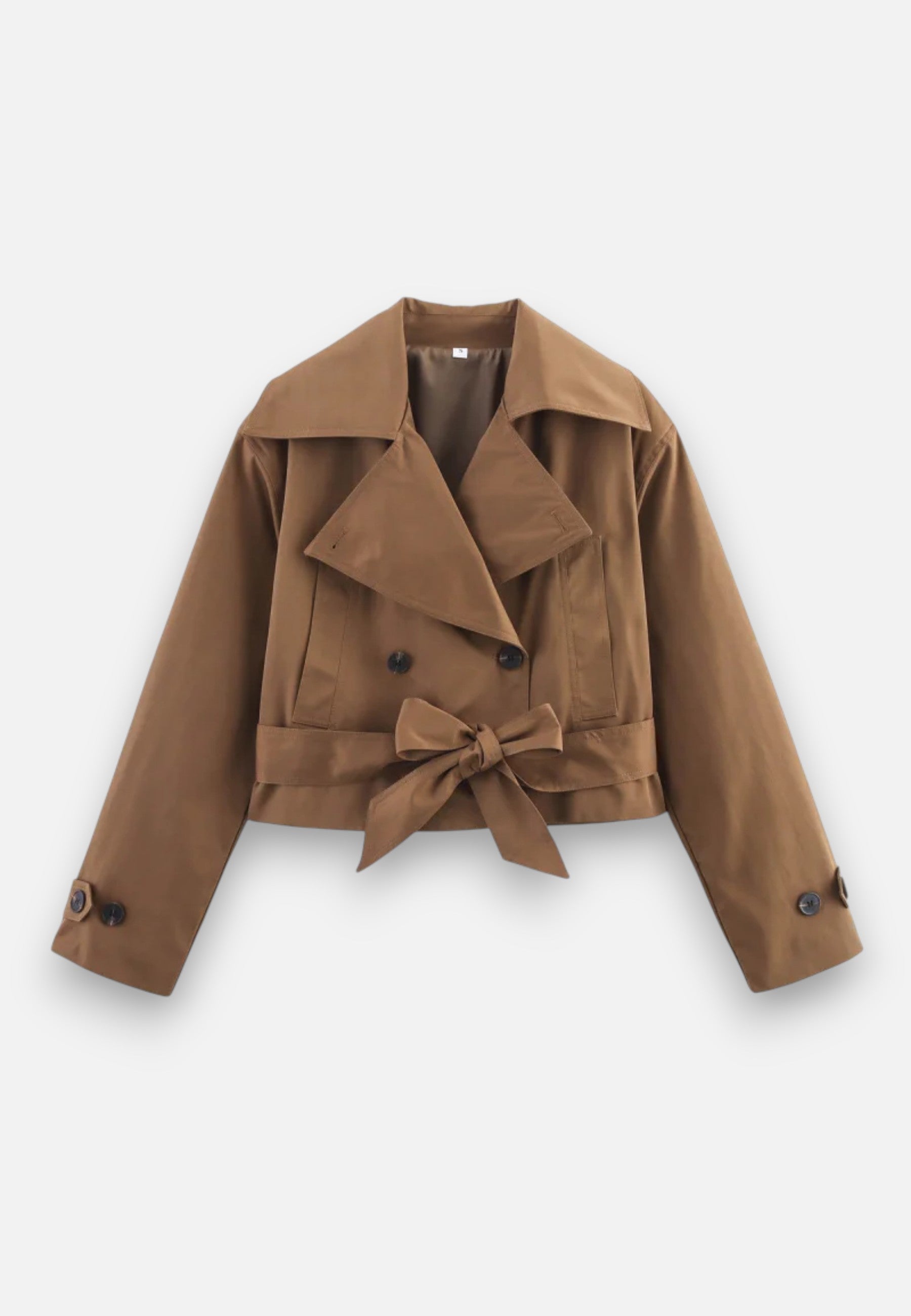 Caurelle | Women’s Cropped Trench – Double-Breasted Belted