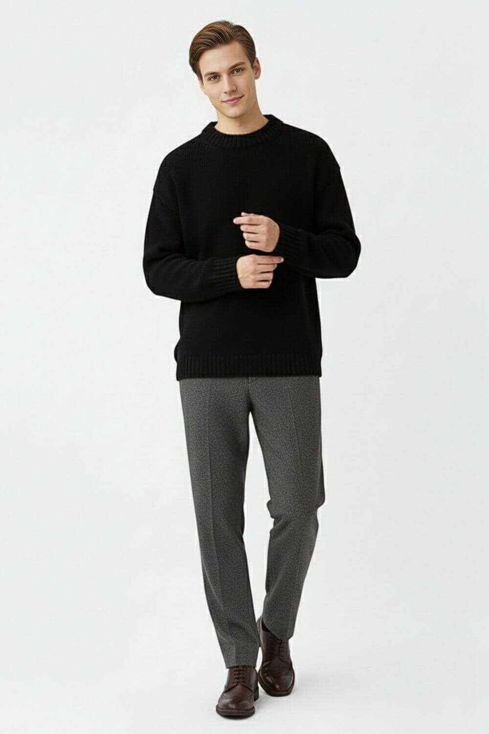 Caurelle | Men’s Knitted Jumper – Solid Crew Neck Autumn Winter