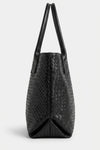 Women’s Spacious Woven Black Leather Tote Bag Large Shoulder Handles